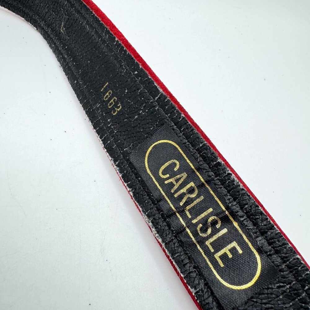 Vintage Carlistle Red Suede Belt Gold-Toned Buckle - Picture 3 of 10